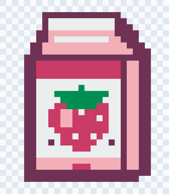 Digital Strawberry Milk Carton bead pattern in five Perler colors, without grid lines.