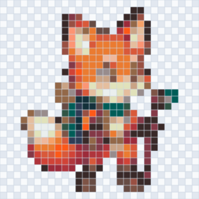 The fox converted to a 29 by 29 bead pattern