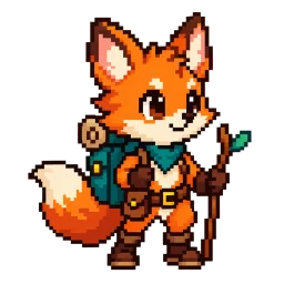 An original pixel fox illustration